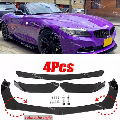 Gloss black front bumper lip - black,