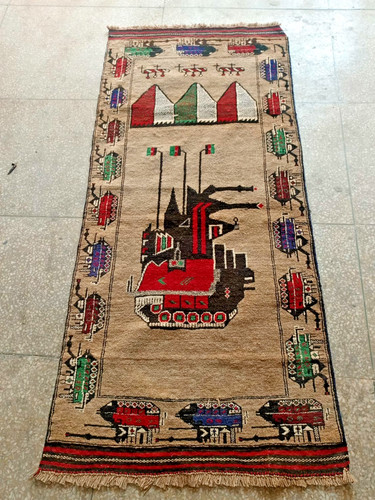 Hand made afghan war - made, rug