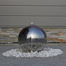 allpondsolutions 35cm Stainless Steel Sphere Garden Water Feature with LED Light