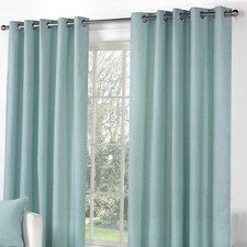 Fusion SORBONNE - Duck Egg Blue 100% Cotton Eyelet Curtains  / Cushions