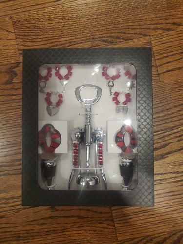 Red art glass wine - glass, opening