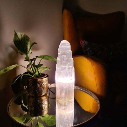 Selenite crystal lamp mountain - crystal,