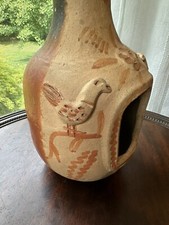 Vintage Mexican Handmade Burnished Clay Tabletop Chiminea Marked