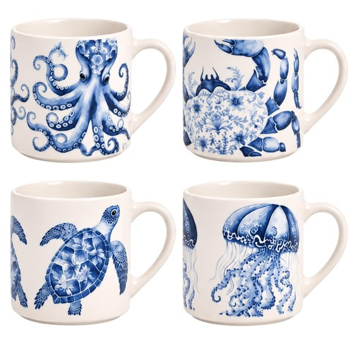 Set sealife coffee mugs - set, 4