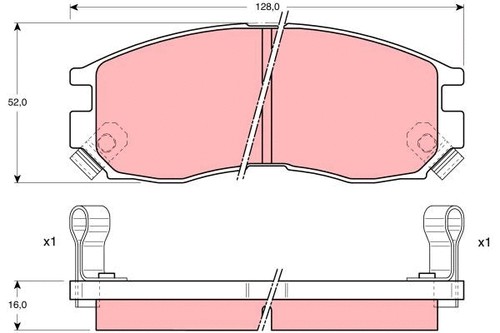 Front rear brake pad set - front,