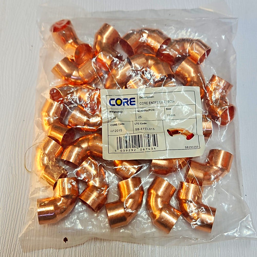 Core 15mm endfeed copper - endfeed, 90°