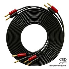 QED 79 Strand OFC BLACK Speaker Cable 4mm Gold Banana Plugs Terminated PAIR