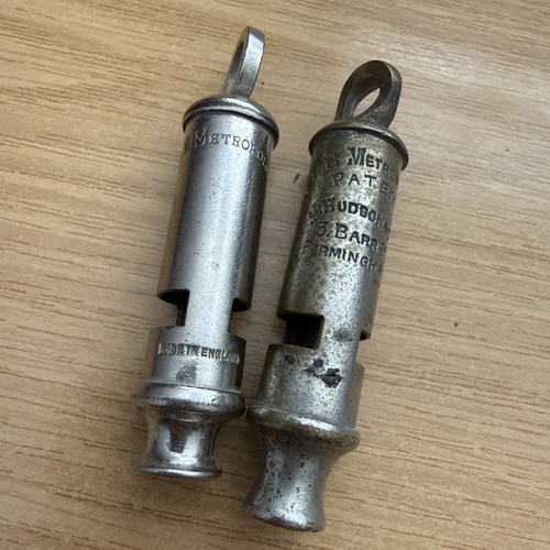 Two vintage police whistles - two,