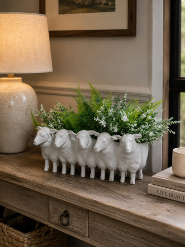 Sheep planter trough resin - planter,