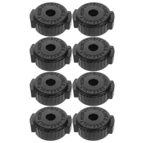 8pcs black plastic cymbal caps - black,