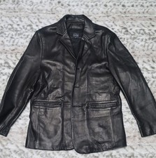 Men's Wilsons Leather Classic Black Blazer Jacket Large