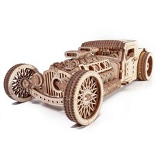 Wooden Puzzle Adult 3D Hot Rod Car 280 Pieces Model Craft Kit Wood Tricks