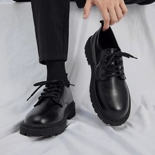 Men's Work Shoes Faux Leather Round Toe Dress Oxfords Lace Up Breathable Shoes