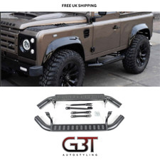 LAND ROVER DEFENDER 90 ALL BLACK SIDE STEPS RUNNING BOARDS 1989-2016 UK STOCKIST