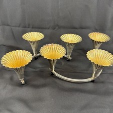 Mid Century Modern Sheffield Co Epergne Candleholders Silver plated Trumpets