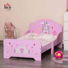Kids Princess Castle Bed w/ Side Rails Slats Home Furniture 3-6 Yrs Pink