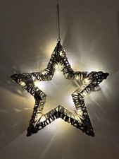 45cm Wicker LED Star 20 Lights Brown Rustic  Hanging Wall Decoration Light Straw