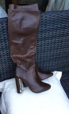 Topshop GENUINE leather brown high heel knee high boots UK 6 EUR 39 RRP £120*