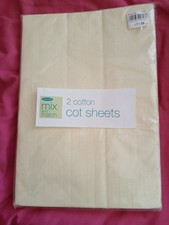 Vintage Mothercare Baby Yellow Two Cot Sheets Baby Nursery Bedding In pack