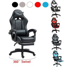 Gaming Massage Chair Footrest Office Computer PC Racing Recliner Swivel Seat