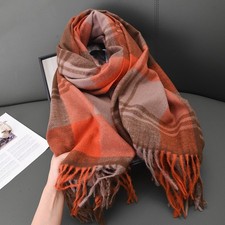 Cashmere Blend Scarf Women Plaid Shawl Winter Warm Long Soft Wool Wrap Pashmina