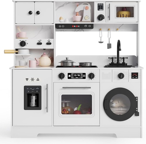 Wooden pretend play kitchen - wooden,