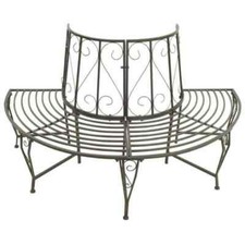 Half Round Garden Bench Tree Outdoor Steel Seat Patio Seat 160 cm itzcominghome