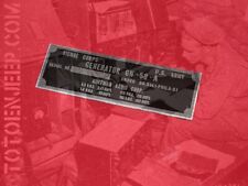 label plate plate GENERATOR GENERATOR GN58 A2. US WW2 JEEP WILLYS RADIO