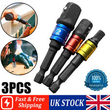 3PCS IMPACT Drill Socket Adaptor Hex Drive To 1/4" 3/8" 1/2" Square Socket Set