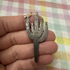 James Avery Sterling Silver & 14K BIRD ON CACTUS Pin Brooch
