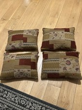 4x Laura Ashley Gold Burgundy Small Rectangular Cushions Velvet Back