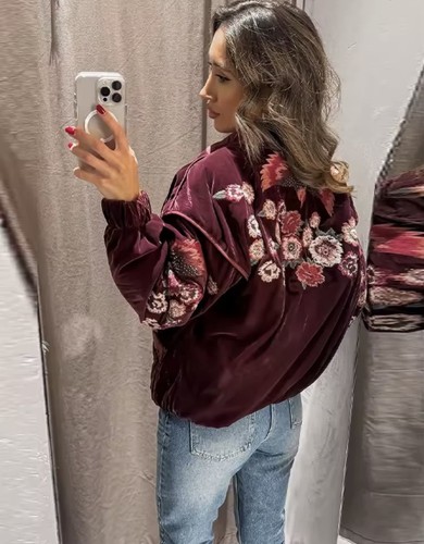 Zara plum floral embroidered - zara,