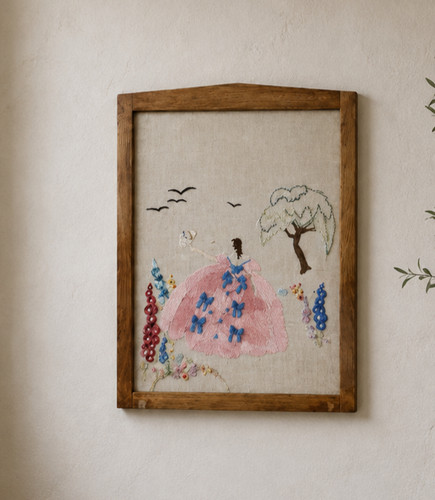 Vintage embroidered panel wall - vintage,