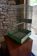 Vintage Original Weathered Steel Green Bird House/Cage - Decorative/ Garden.