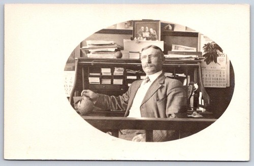 Antique rppc man - man, top