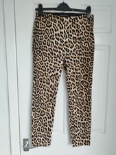 ZARA Leopard Print Cotton/ Elastane Womens Skinny Trousers Size M