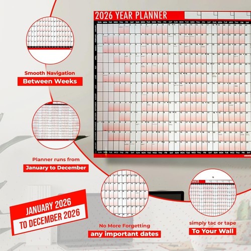 2026 laminated yearly wall - laminated,