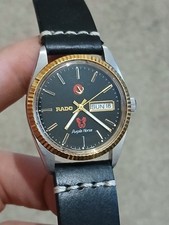 Vintage Rado Purple Horse Day Date Automatic Swiss Made Watch Black & Gold 