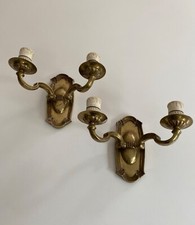 PAIR VINTAGE USED BRASS WALL LIGHTS / SCONCES BY GEC ENGLAND IN WORKING ORDER