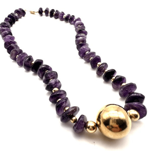 Vintage amethyst stone gold - amethyst, &
