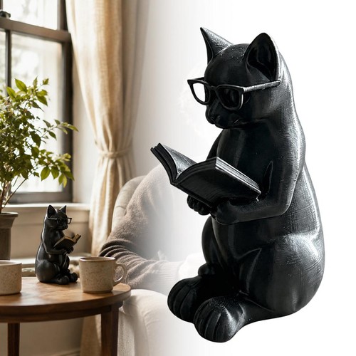 Nerd cat statue - nerd,