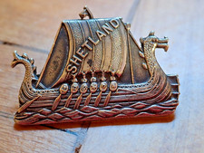 Vintage Shetland Viking boat brooch badge by Gaunt FREE POSTAGE
