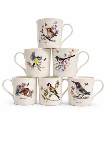 British bird mugs fine bone - 6x,