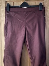 NEXT Ladies Maroon Berry Sculpt Pull On Legging Wax Coated Trousers Size 14