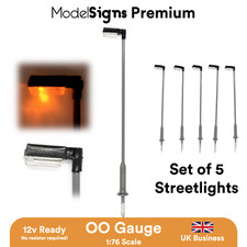 ModelSigns Premium - Set of 5 LED Street lights Lamp post Model Railways OO HO