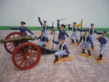 TIMPO WILD WEST UNION / 7TH CAVALRY  ARILLERY GUN & SOLDIERS  WITH KEPIS