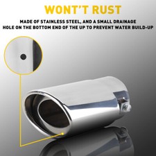 1x Silver Car Exhaust Tail Throat Muffler Tip Pipe Stainless Replace Accessor