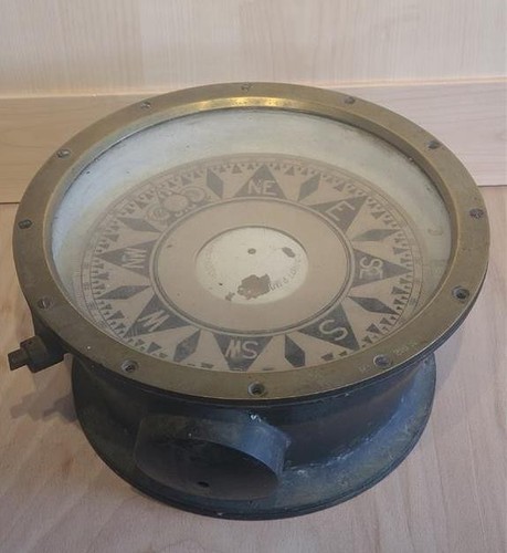 Vintage brass ships compass - brass,