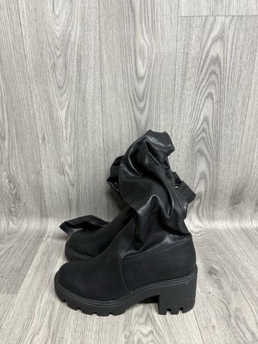 Missguided black leather thigh - leather,