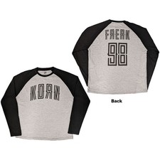 Korn Raglan T-Shirt: Freak '98 (Black & Grey) (Back Print) OFFICIAL NEW